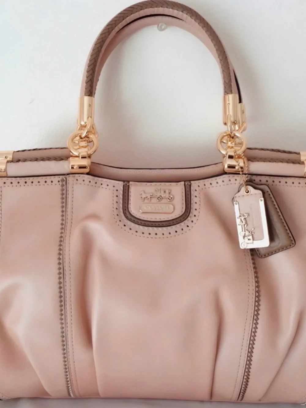 Coach Madison Perforated Pinnacle Zig- Zag Carrie Satchel $750 BNWOT